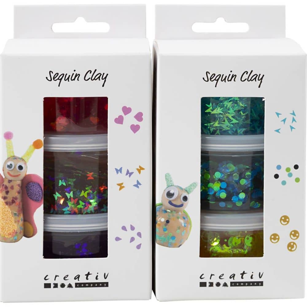 Sequin Glitter Clay - 6 x 60 ml