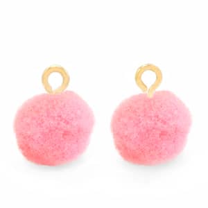 Sieraden Pompoms met gouden Oog | Div. kleuren | 10 mm | 10 st