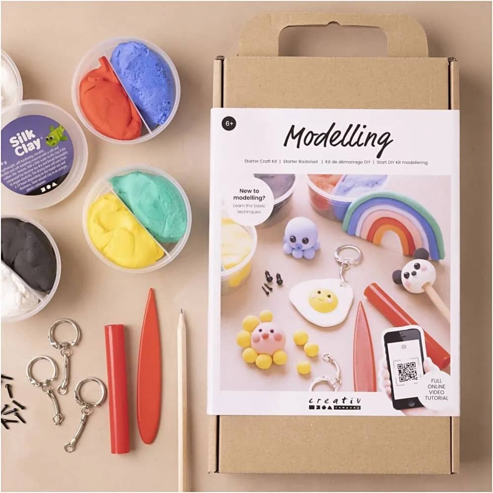 Inhoud knutselpakket Boetseren met Silk Clay
