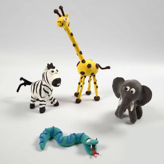 Dieren geboetseerd van Silk Clay