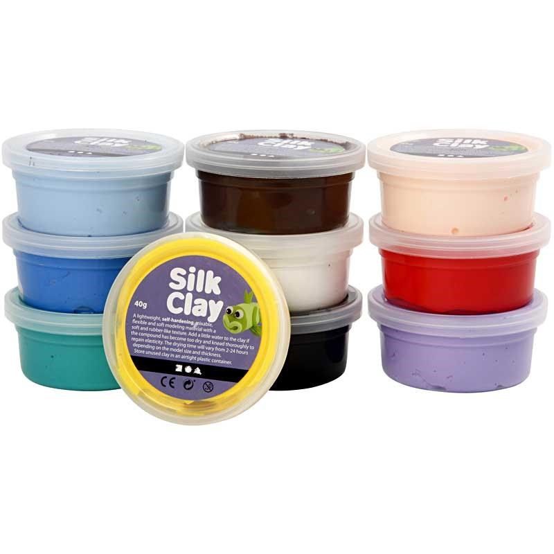 10 kleuren Silk Clay in potjes van 40 gram