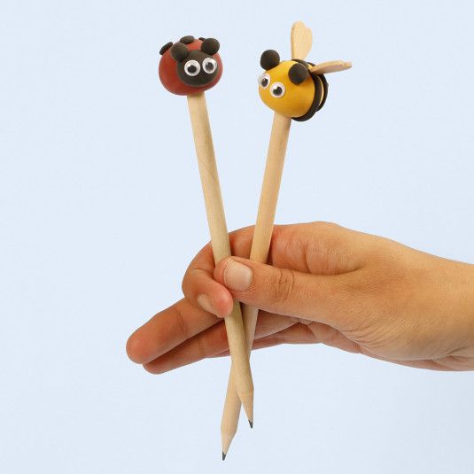 Dieren van Sil Clay op een potlood