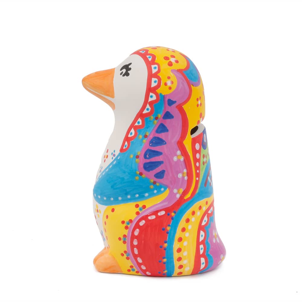 Knutselidee Spaarpot Pinguïn versierd met Multi Markers