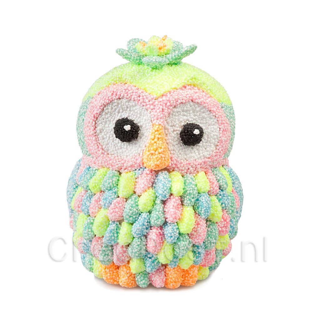 Spaarpot Uiltje versierd met Glitter Foam Clay