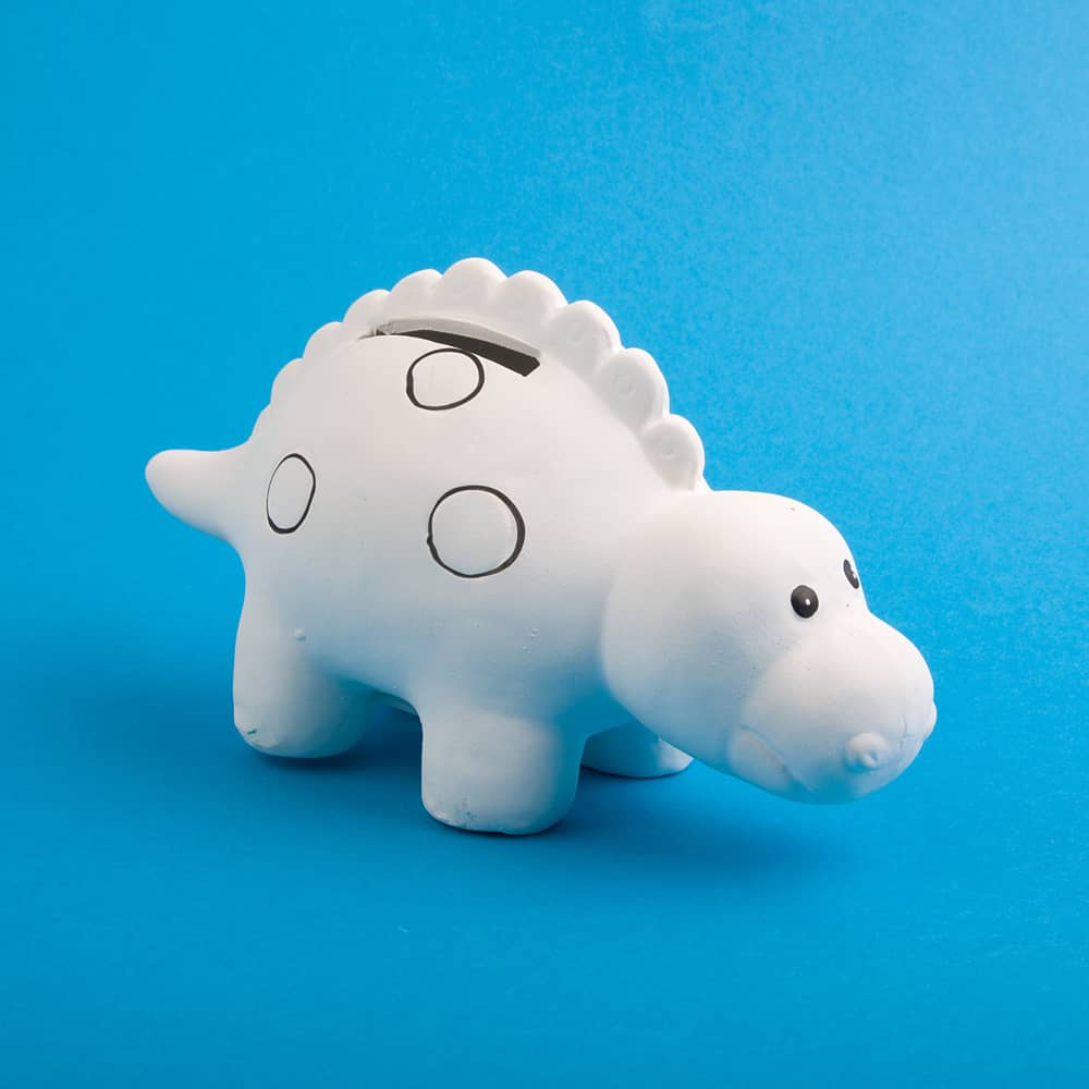 Terracotta Spaarpot Dinosaurus - wit