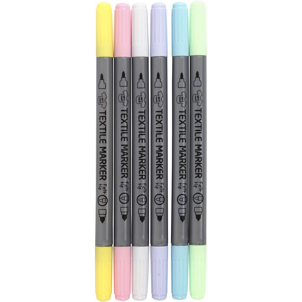 Textielstiften in pastelkleuren