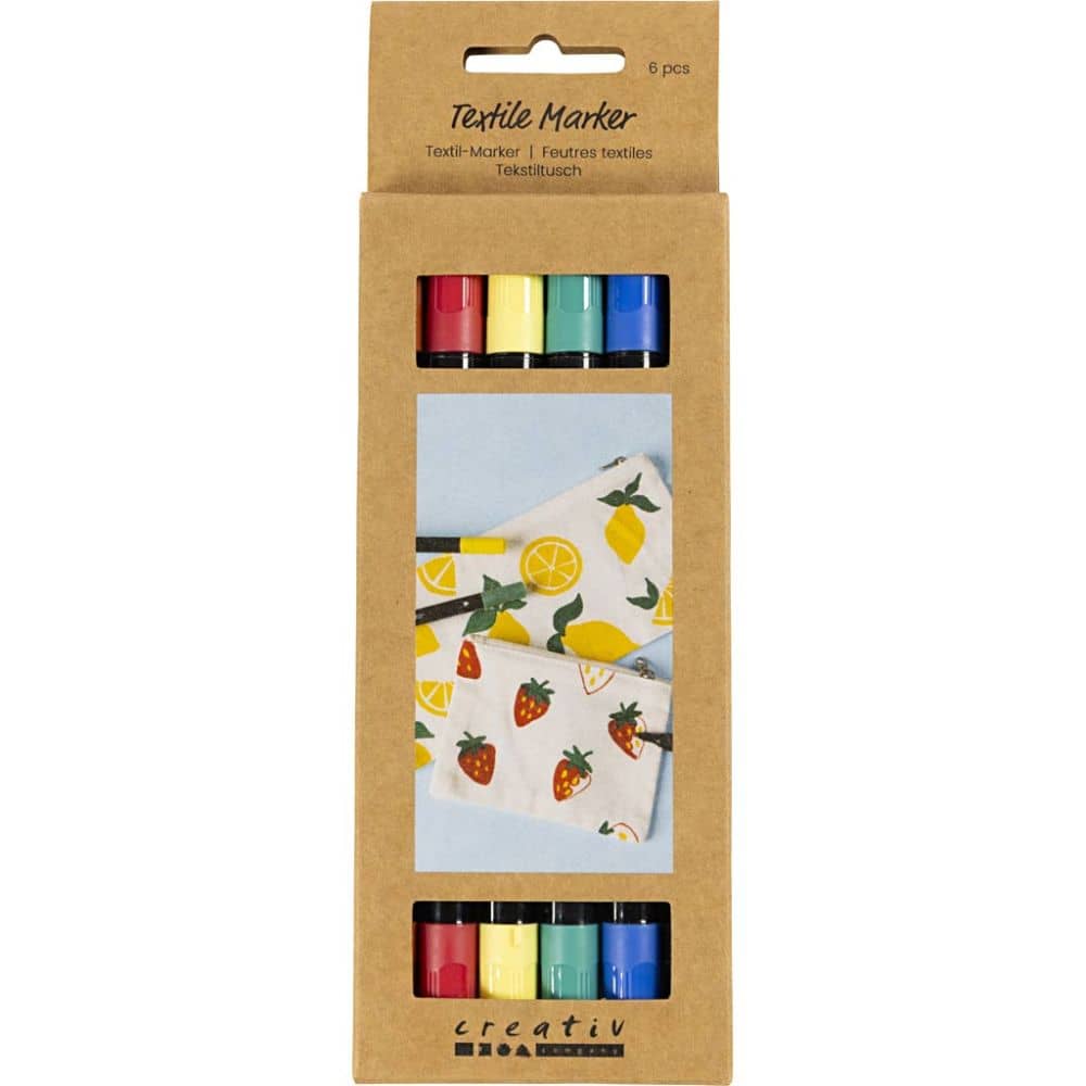 Textielstiften - 6 kleuren