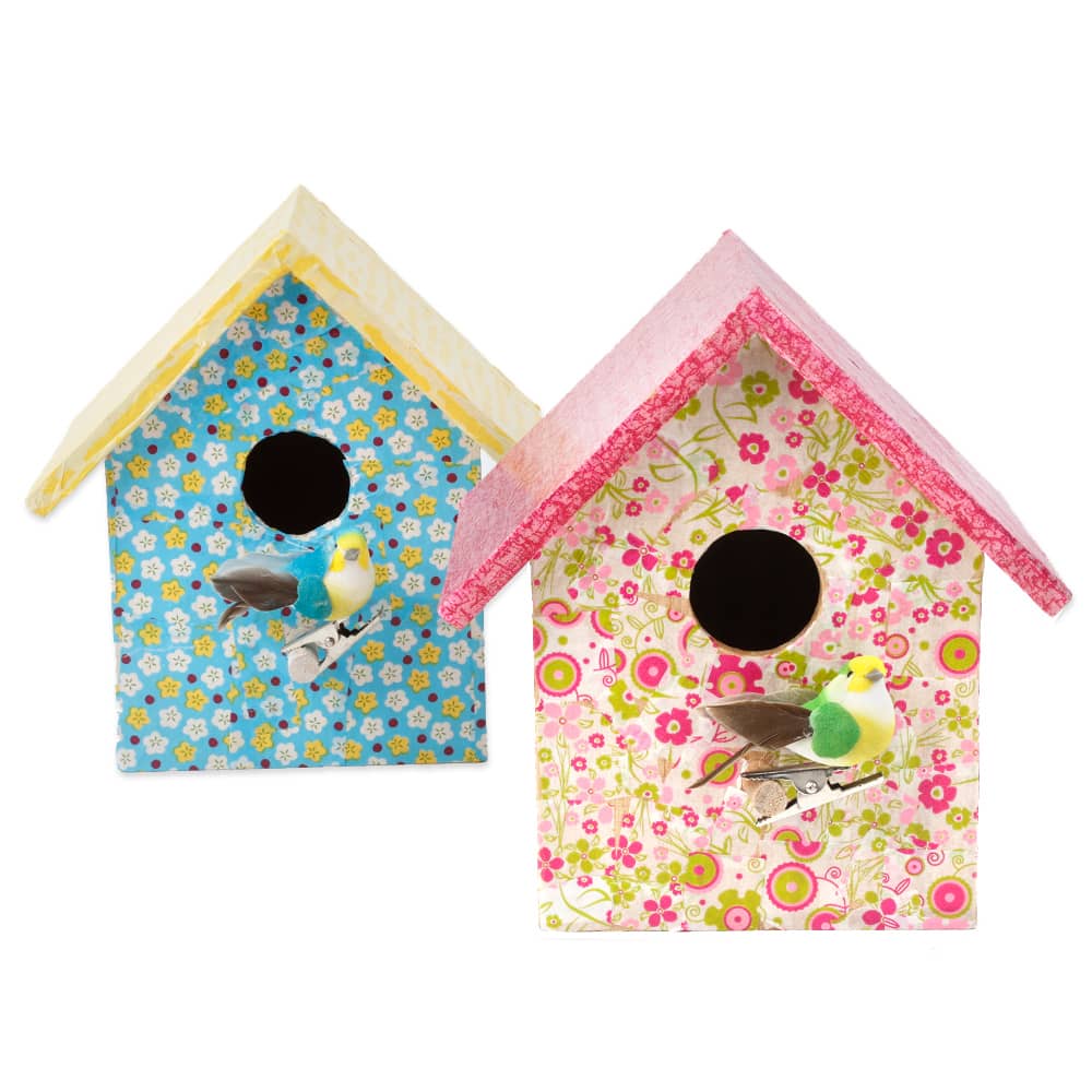 Vogelhuisjes versieren met Decoupage papier