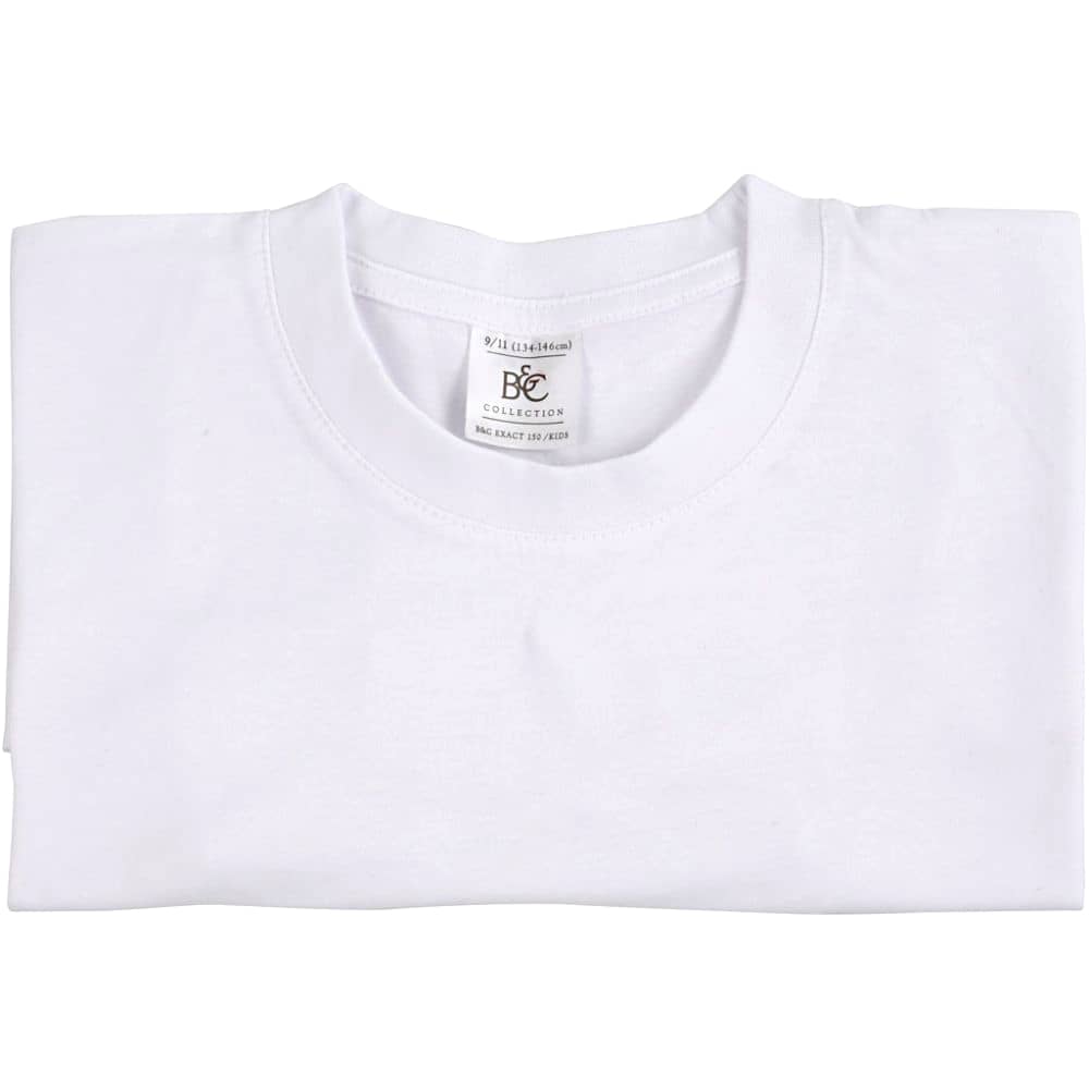 Wit t-shirt voor kinderen tussen de 9 en 11 jaar. 
